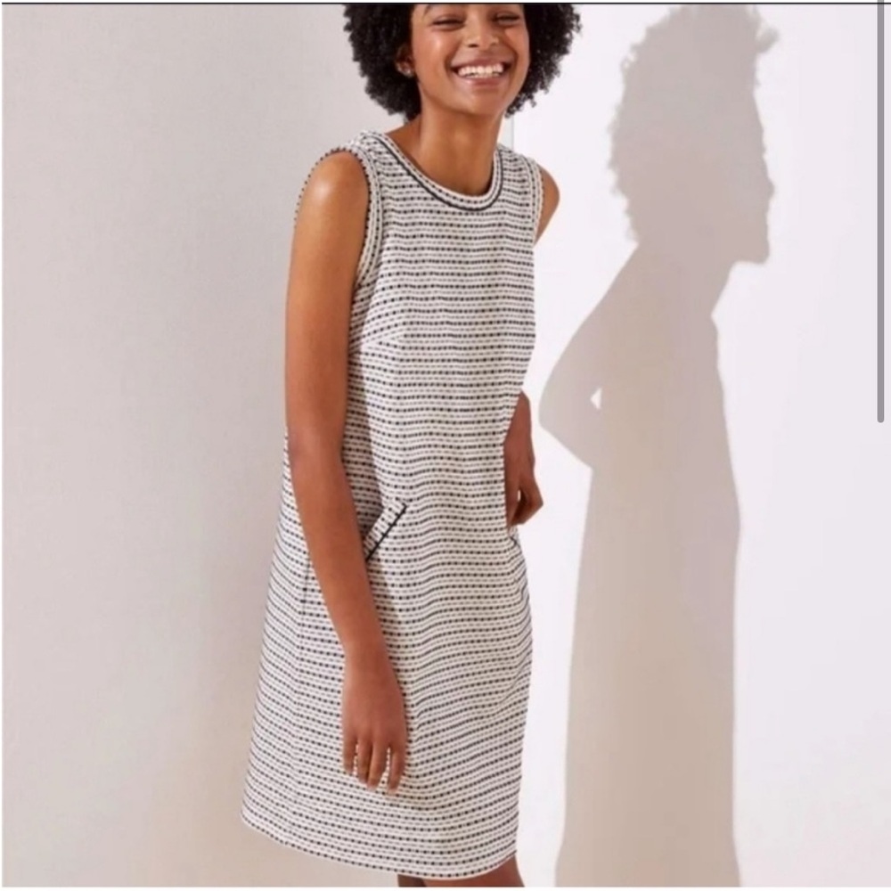 Loft black and white knit sheath dress